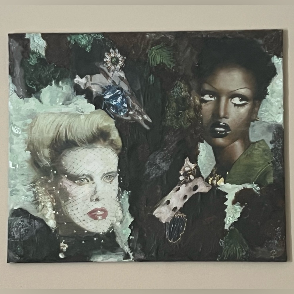 Modern Art Canvas with Black and Green Tones